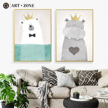 Load image into Gallery viewer, Bear Hippo Canvas Painting  Wall Pictures