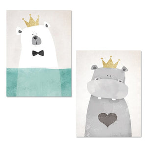 Bear Hippo Canvas Painting  Wall Pictures