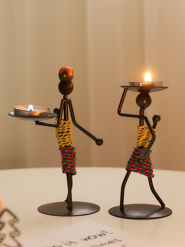 Wrought Iron Figure Candlestick Candle