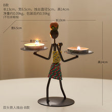 Load image into Gallery viewer, Wrought Iron Figure Candlestick Candle