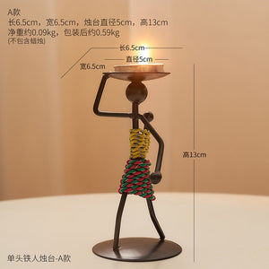 Wrought Iron Figure Candlestick Candle